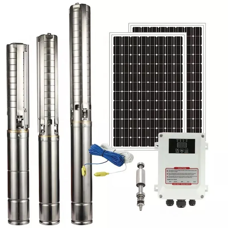 3" DC Brushless Stainless Steel Impeller Deep Well Solar Panel Pump Solar Power Submersible Screw Impeller Borehole Pump for Deep Well